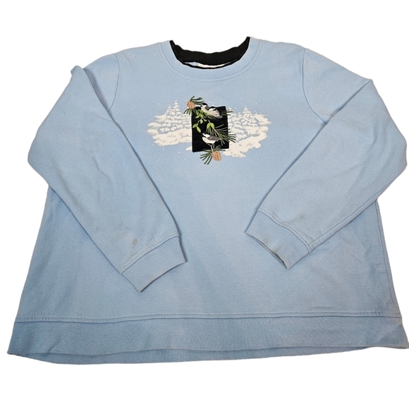 Breckenridge Baby Blue Winter‎ Sparrow Crew Neck Sweatshirt Size XL Women's - Picture 12 of 12